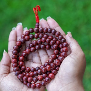Genuine Rosewood Mala: Natural Wood Prayer Beads - Sacred Jewelry
