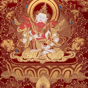 Vajrasattva Shakti Thangka | Tibetan Buddhist Deity Art | Sacred Union Yab-Yum Painting | Spiritual Wall Decor