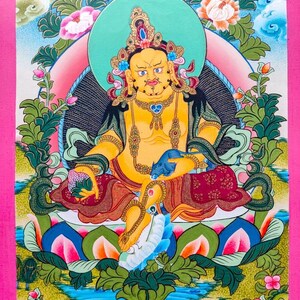 Prosperity & Luck - Dzambala Thangka art - Tibetan Paintings for Buddhist and Spiritual Practice
