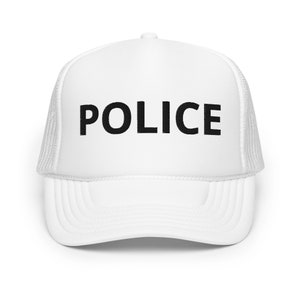 Police White Foam trucker Snapback hat