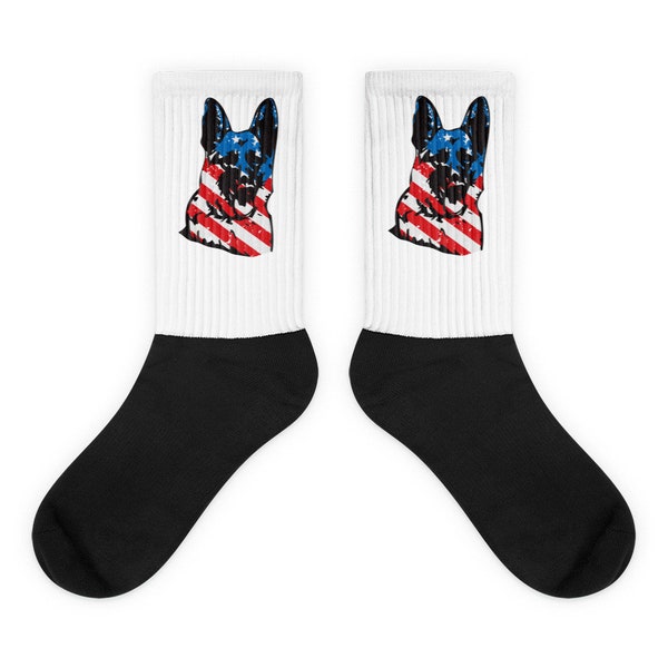 Patriotic German Shepherd USA K-9 Unit Police Dog Cop Socks