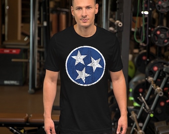Vintage Tennessee Flag 3 Stars Short-Sleeve Unisex T-Shirt