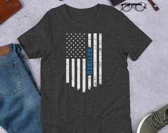 Retired Cop Retired Police Officer Usa Flag Short-Sleeve Unisex T-Shirt