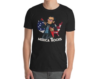 4th of July Merica Rocks President Lincoln Short-Sleeve Unisex T-Shirt