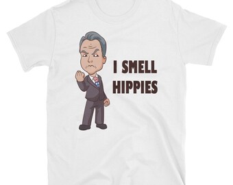 I Smell Hippies Short-Sleeve Unisex T-Shirt Funny Ronald Reagan Presidents