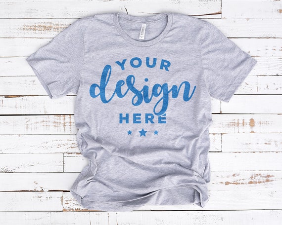 Bella Canvas 3001 T-Shirt Mockup Mock Gray Athletic Heather