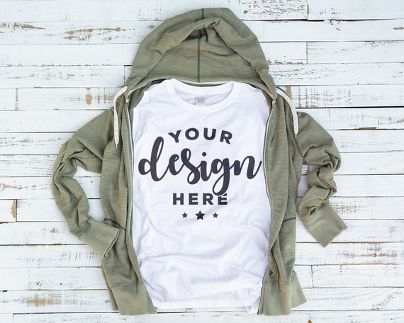 Download White T Shirt Mockup With Olive Hoodie On Distressed Wood New Free Vehicle Mockups Template Yellowimages Mockups