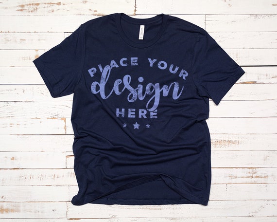 Bella Canvas 3001 T-Shirt Mockup Blue Tee Mock T-Shirt