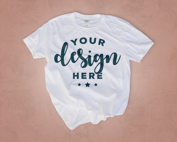 White T-Shirt Mockup On Dark Cantaloupe Background 100 Percent