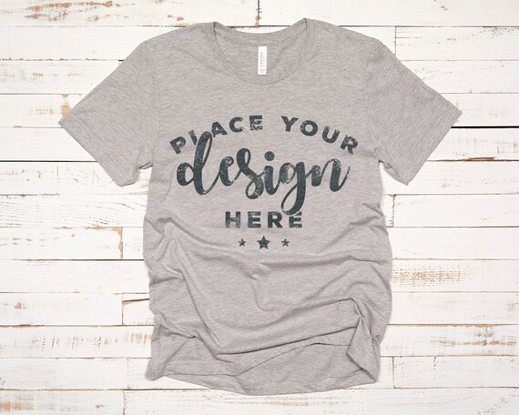 Bella Canvas 3001 T-Shirt Gray Athletic Heather Mockup T-Shirt