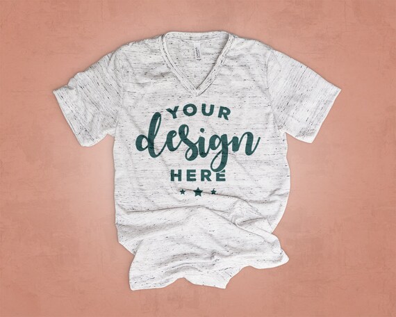 Marble White T-Shirt Mockup On Color Background Bella Canvas Marble White T-Shirt Mockup On Color Background Bella Canvas