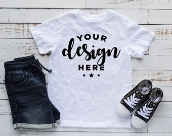 Download Kids Shirt Mockup Black T-shirt Mock Jeans and Shoes ...