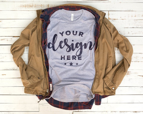 Bella Canvas 3001 T-Shirt Mockup Gray Athletic Heather With