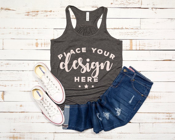 Download Bella Canvas Racerback Tank Mockup Ladies Flowy Tank With New Free T Shirt Mockups PSD Mockup Templates