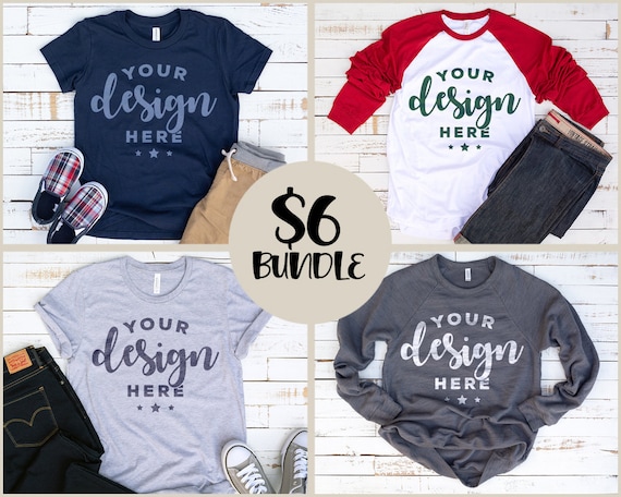 Bella Canvas Mockup Bundle Navy Kids Shirt Mock Dark