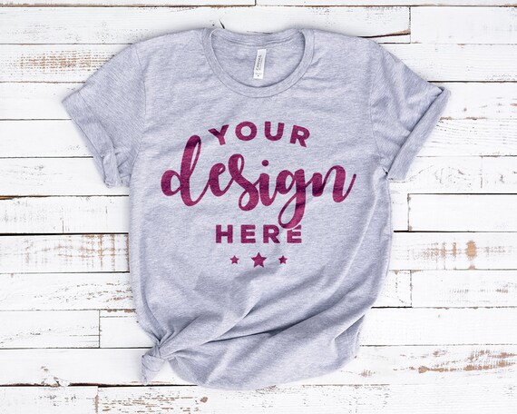 Bella Canvas 3001 T-Shirt Mockup Gray Athletic Heather Mock