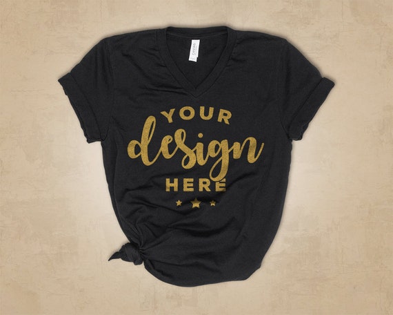 Black Bella Canvas 3005 T-Shirt Mockup Bella Canvas Vneck