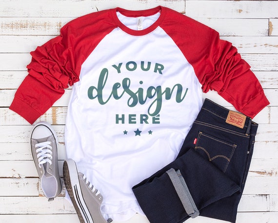 Bella Canvas 3000 Red And White T-Shirt Mockup Hawthorne Bella Canvas 3000 Red And White T-Shirt Mockup Hawthorne