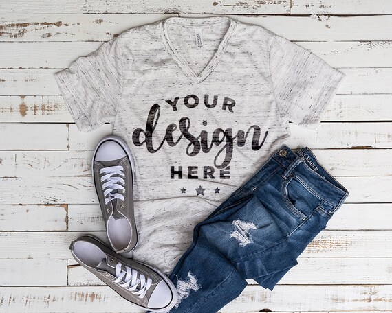 Bella Canvas Mockup White Marble Vneck Template On Distressed Bella Canvas Mockup White Marble Vneck Template On Distressed