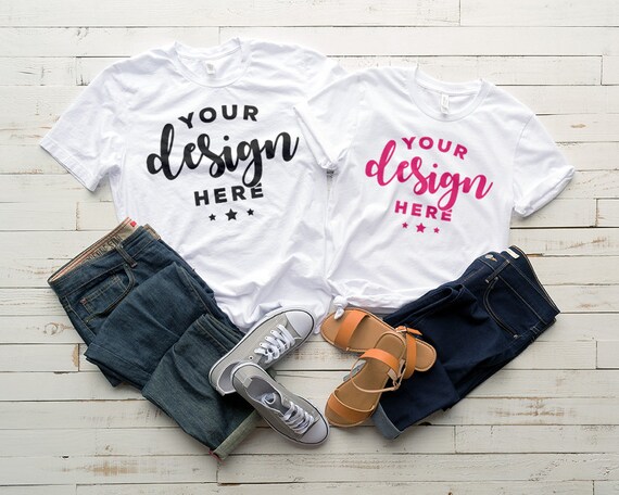 Bella Canvas 3001 Mockup Flat Lay His And Hers
