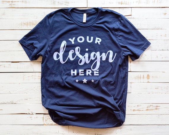 Bella Canvas 3001 T-Shirt Mockup Navy T-Shirt Template On