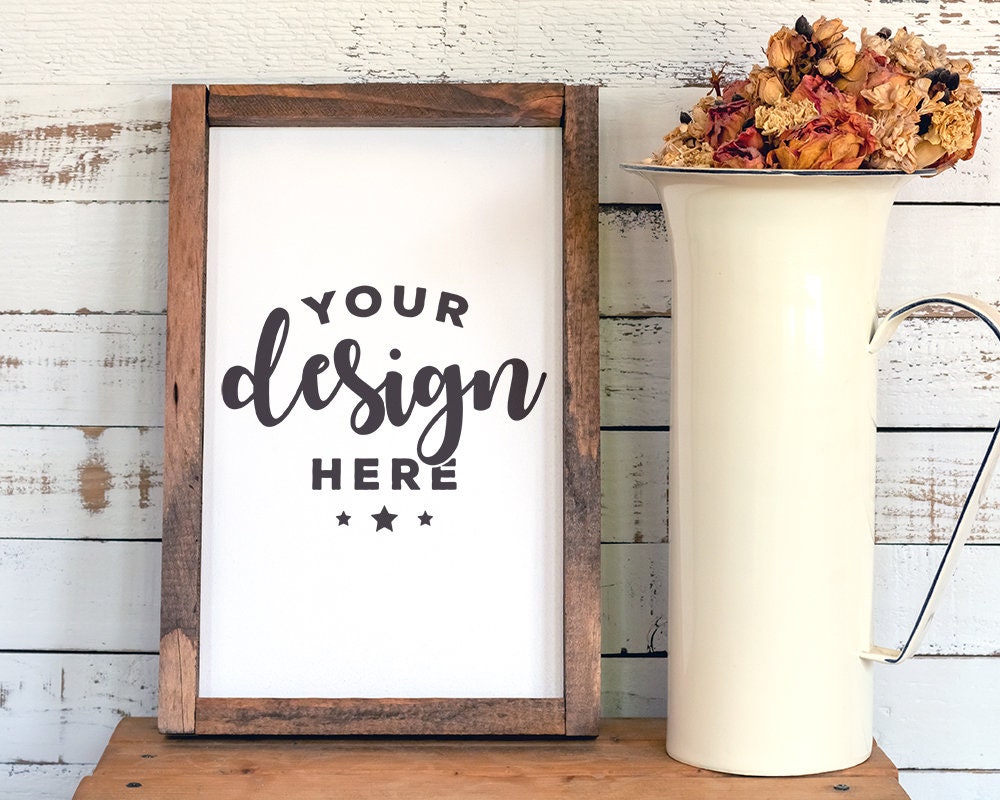 Download Farmhouse Sign Mockup Wooden Frame Mockup White Farmhouse ...
