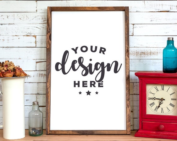 Download Farmhouse Sign Mockup Wooden Frame Mockup White Farmhouse Sign Etsy