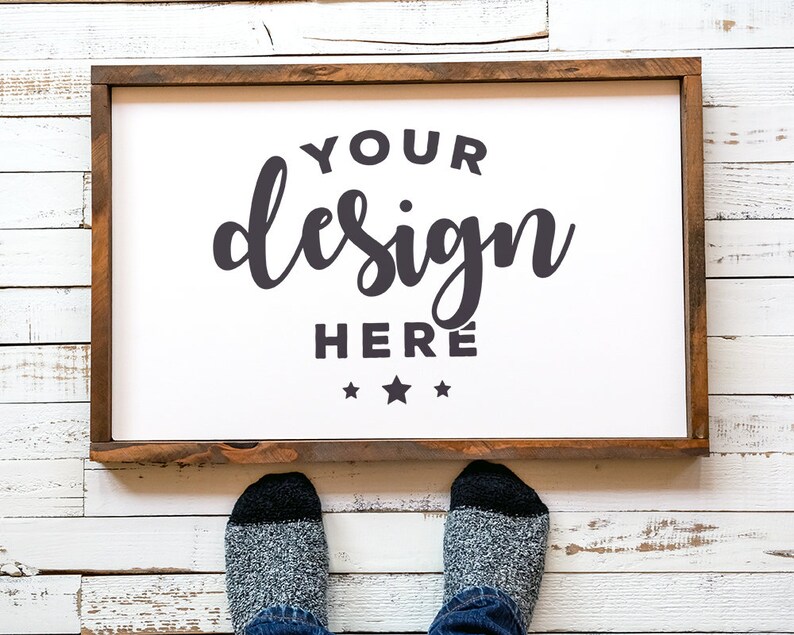 Download Farmhouse Sign Mockup Wooden Frame Mockup White Farmhouse Sign | Etsy