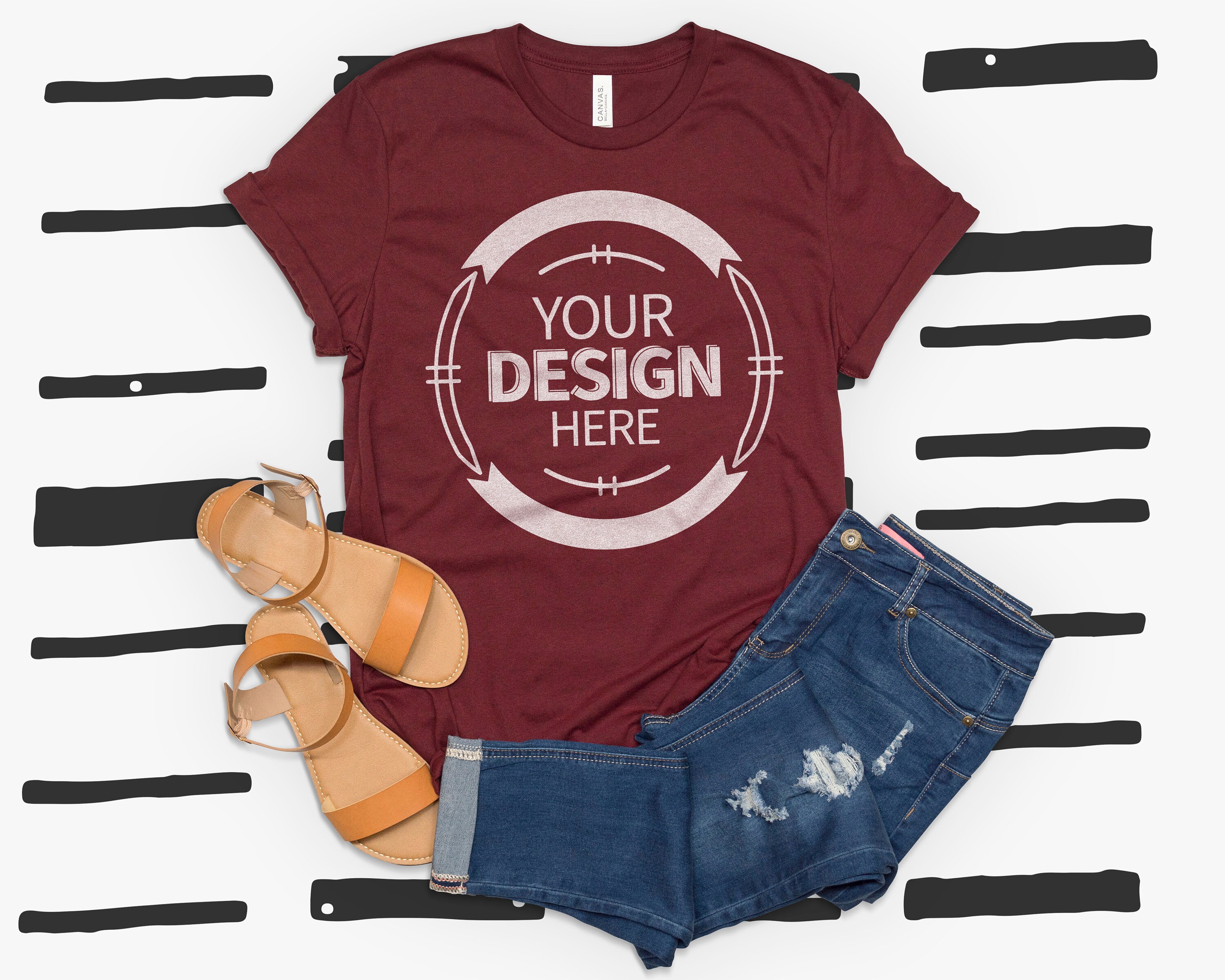 Bella Canvas 3001 Tshirt Mockup Heather Cardinal Hi Resolution Etsy
