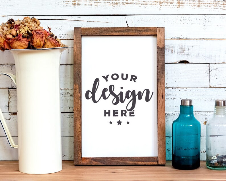 Download Farmhouse Sign Mockup Wooden Frame Mockup White Farmhouse Sign | Etsy