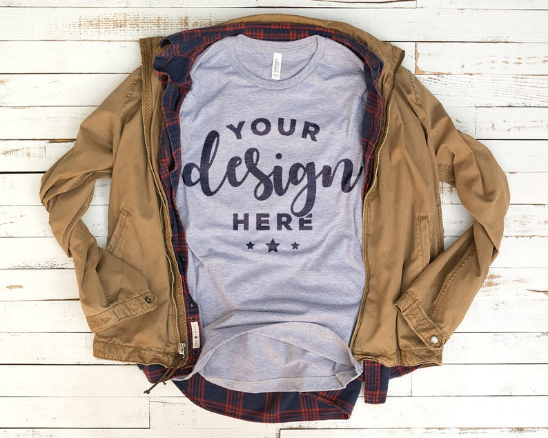 Download Bella Canvas 3001 Tshirt Mockup Gray Athletic Heather with ...