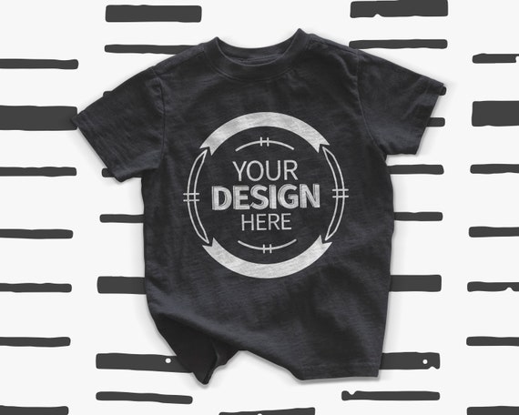 Download Black Kids Tshirt Mockup Flat Lay Kids Shirt Template Shirt Etsy