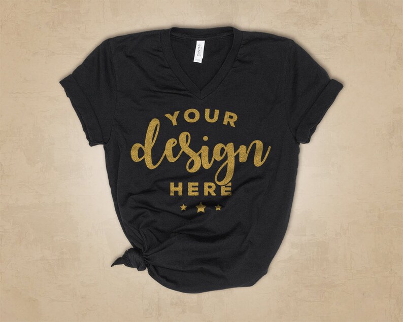 Download Black Bella Canvas 3005 Tshirt Mockup Bella Canvas Vneck ...