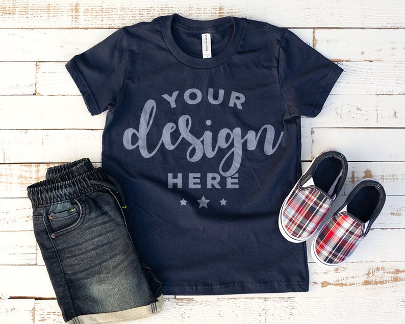 Download Navy Bella Canvas 3001 Kids Tshirt Mockup Blue Bella ...