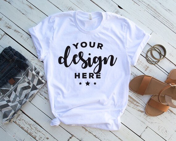 Download Bella Canvas 3001 Tshirt Mock Up Template With Rolled Sleeve Etsy