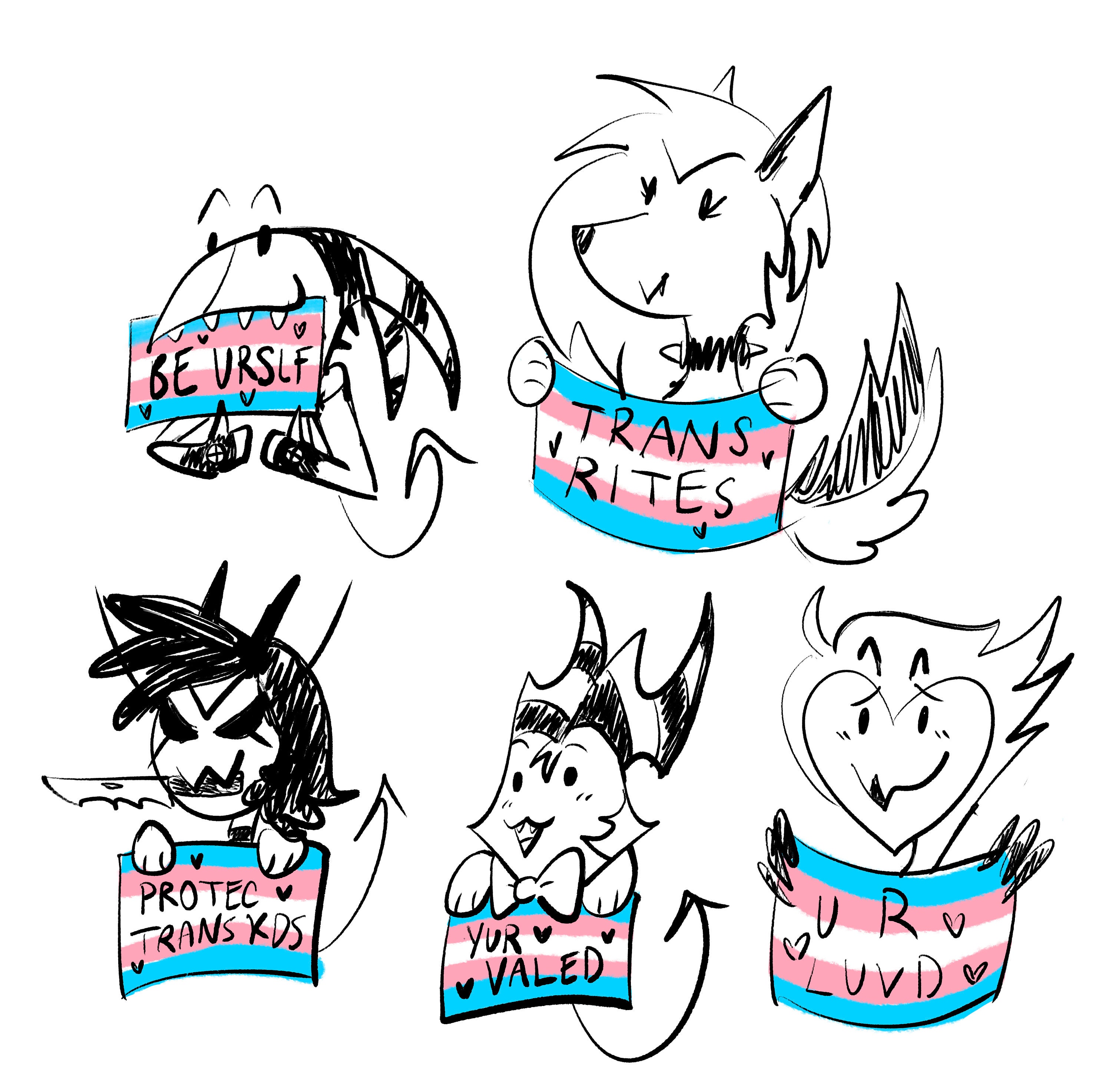 Hazbin Hotel / Helluva Boss LGBTQ+ Pride Flag Sketchy Doodle