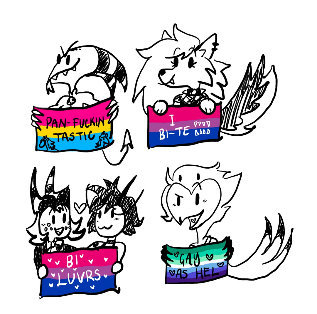 Hazbin Hotel / Helluva Boss LGBTQ+ Pride Flag Sketchy Doodle Stickers ...