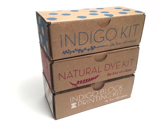Natural Dye Kit Bundle - One Indigo Kit, One Natural Dye Kit, One Indigo Blockprinting Kit - Buy all three beginner kits and save!
