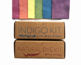 Make a Rainbow Natural Dye Kit Bundle - One Indigo Kit, One Natural Dye Kit, all six colours of the rainbow.  Learn how to use natural dyes!