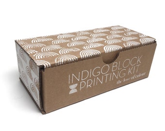 Indigo Block Printing Kit - Natural Dye - Pre-measured ingredients to Print with Indigo on Fabric