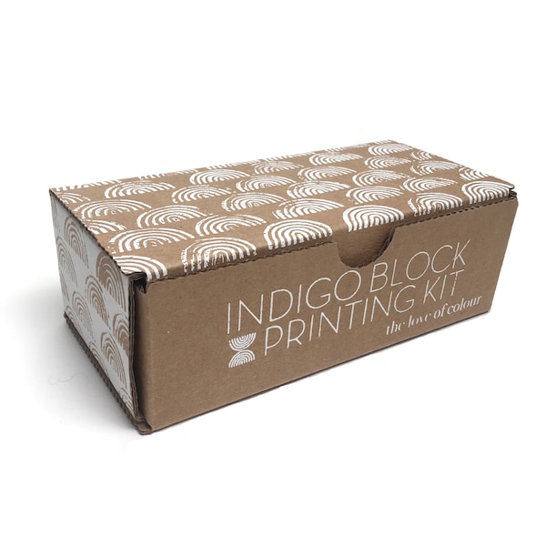 Indigo Block Printing Kit - Natural Dye - Pre-measured ingredients to Print with Indigo on Fabric