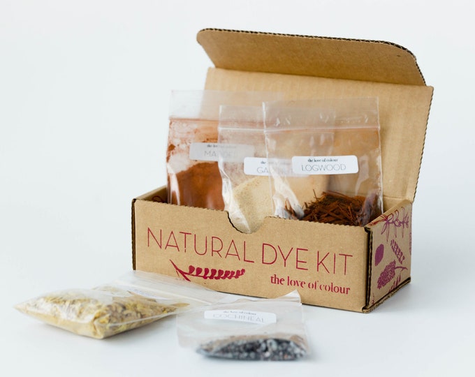 Natural Dye Kit: Madder, Logwood, Cochineal & Osage for Textile Design, plant based dyeing