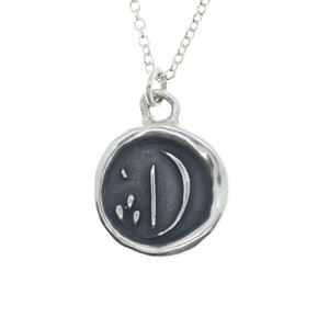 Colgante Carta D - Collar colgante de sello de cera de plata esterlina - Sello de cera Joyería Carta Colgante inicial