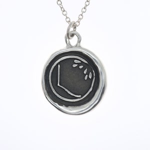Colgante Carta L - Collar colgante de sello de cera de plata esterlina - Sello de cera Carta de joyería Colgante inicial
