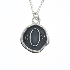 Carta O Colgante - Sello de Cera de Plata de Ley Collar Colgante - Sello de Cera Carta de Joyería Colgante Inicial