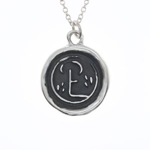 Colgante Carta E - Collar colgante de sello de cera de plata esterlina - Sello de cera Carta de joyería Colgante inicial