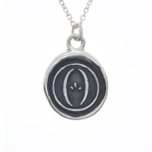 Carta O Colgante - Sello de Cera de Plata de Ley Collar Colgante - Sello de Cera Carta de Joyería Colgante Inicial