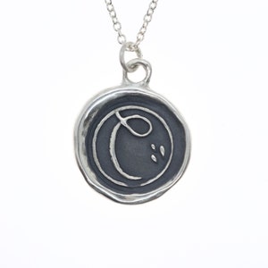 Colgante Carta C - Collar colgante de sello de cera de plata esterlina - Sello de cera Joyería Carta Colgante inicial