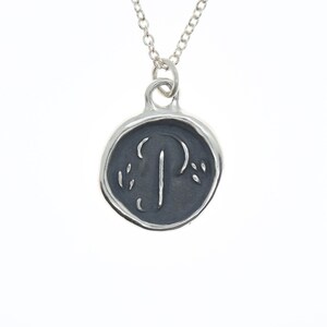 Colgante Carta P - Collar colgante de sello de cera de plata esterlina - Sello de cera Joyería Carta Colgante inicial