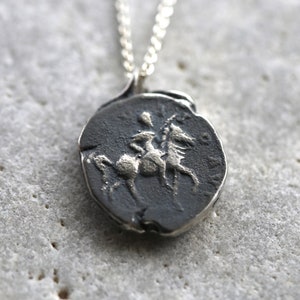 Sterling Silver Horseman Ancient Coin Replica Necklace